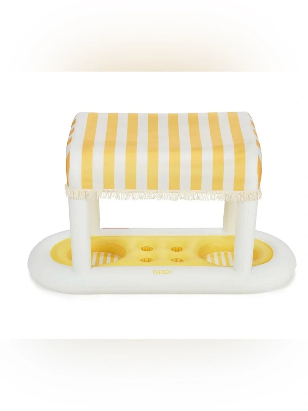 Inflatable Floating Cabana Bar - Yellow Striped Canopy